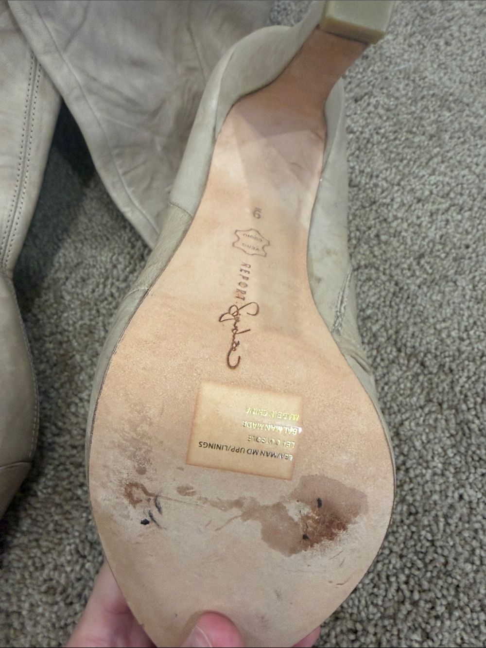 Report Signature Tall Beige Over-the-Knee Stiletto Boots - Picture 2 of 5